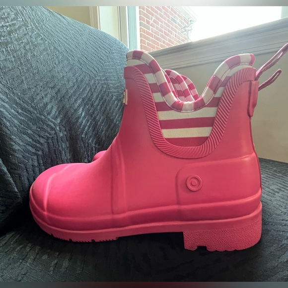 Hunter For Target ankle barbie pink white stripe rain boots booties shoes - Picture 4 of 12